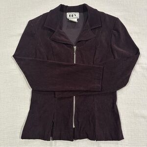 DBY Vintage Plum Zip Up Faux Suede Blazer Jacket • Plum Purple • Size 7